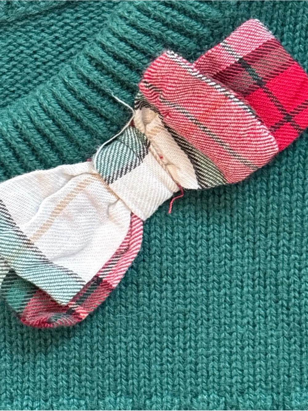 Gymboree Bubble Stitch Girls Sweater Size 12 Plaid Bow Detail Knit Holiday